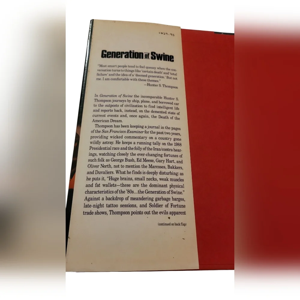 Generation of Swine Book by Hunter S. Thompson 1st Edition - Picture 4 of 4